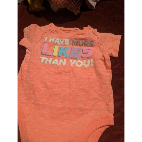 Garanimals Baby Onesie 3-6M Orange Graphic Short Sleeve - Free Shipping