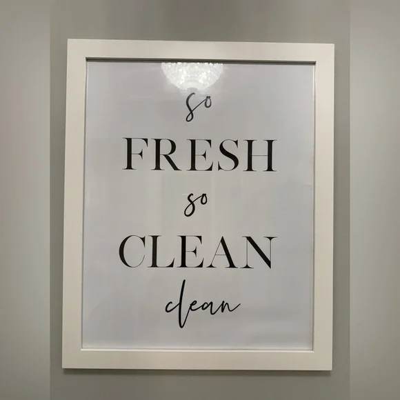 So Fresh So Clean Clean White Picture Framed Sign Bathroom Decor 22 X 18”