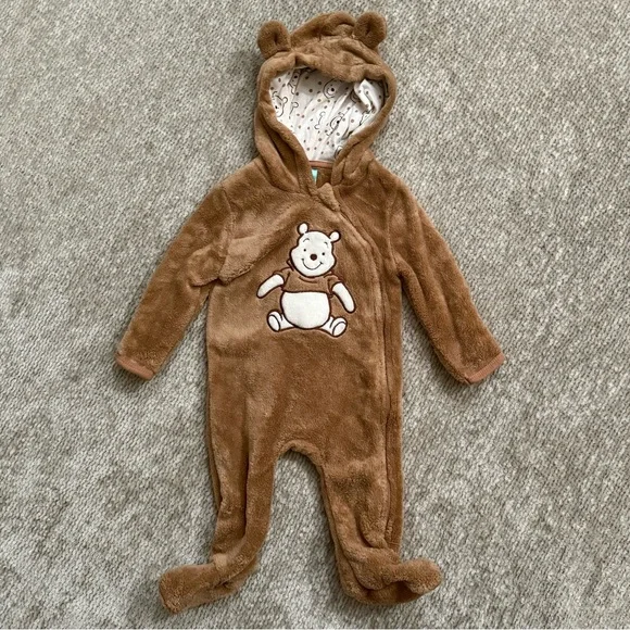 Disney Baby Winnie the Pooh Fleece Hooded Bunting‎ Suit 3–6M Brown Bear Classic