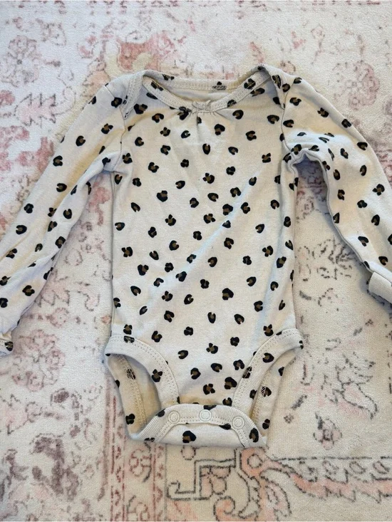 Carter's Cream Long-Sleeve Leopard Print Bodysuit Onesie