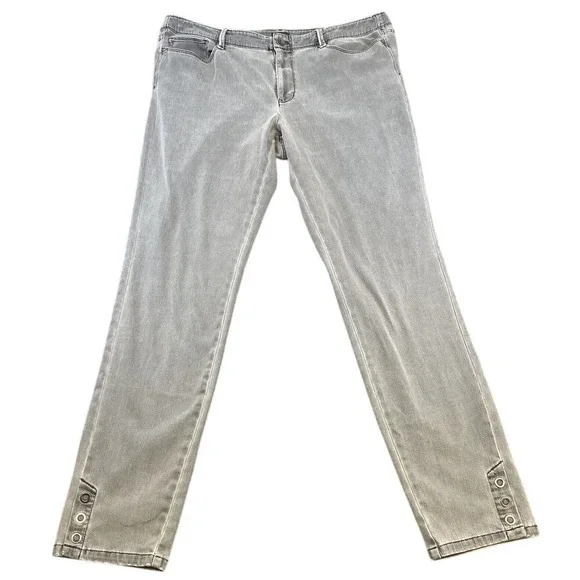 J. Jill‎ Women Ankle Jeans Gray Stretch Denim 12T Grommet Hem Slim Fit