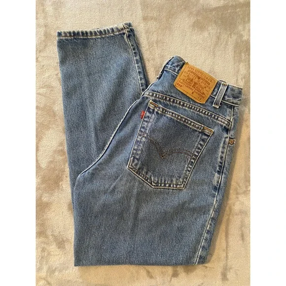 VTG Levi's Jeans Sz 10 S Faded Blue 550 Relaxed Fit Tapered Leg High Rise 90s‎