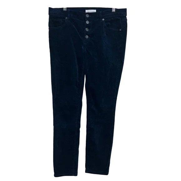 Ann Taylor LOFT Modern Skinny Blue‎ Velvet Button Fly Front Pants Sz 29/8 READ