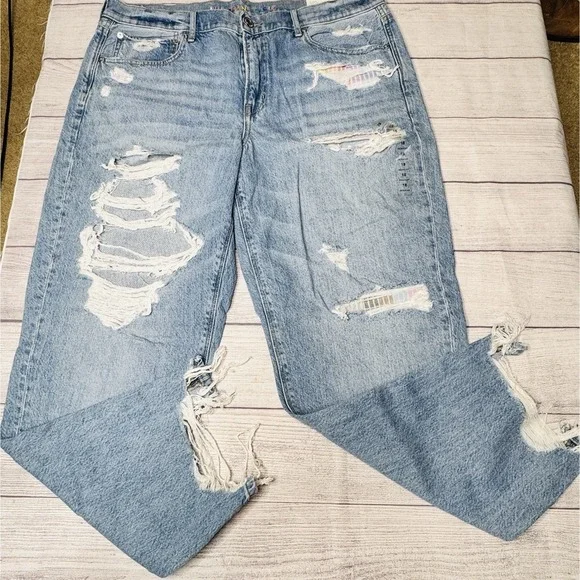 American Eagle Jeans 90s Straight Pride Rainbow‎ 18R Distressed High Rise NWT