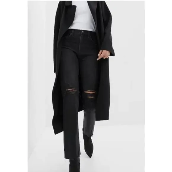 New NWT Gap Cheeky Straight High Rise Black Frayed Hem‎ Size 26 2S Short