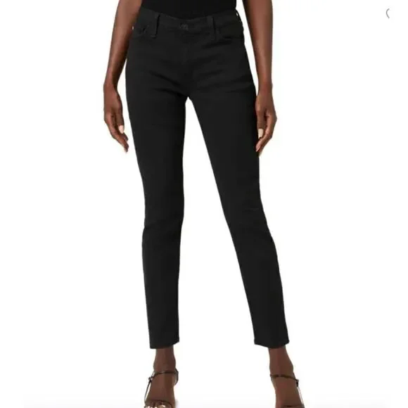 HUDSON Natalie Mid Rise Super Skinny Ankle Jean Raw Hem Primadonna Black NEW