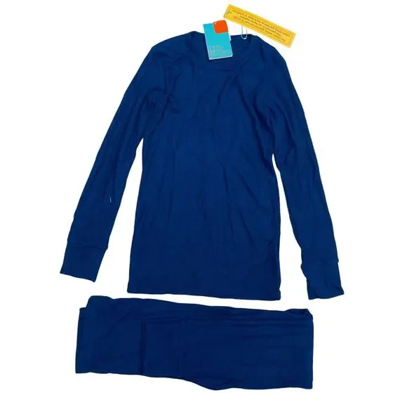 NWT Posh Peanut 3T Agate Waffle Long Sleeve PJs in Dark Blue