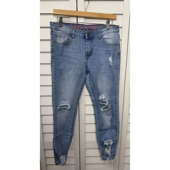 Gogo Jeans Mid Rise Ankle Distressed Stretch Jeans Women's Size 9