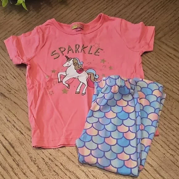 Unicorn Sparkle Shirt 4T Penelope Mack  And Mermaid Pant PJ