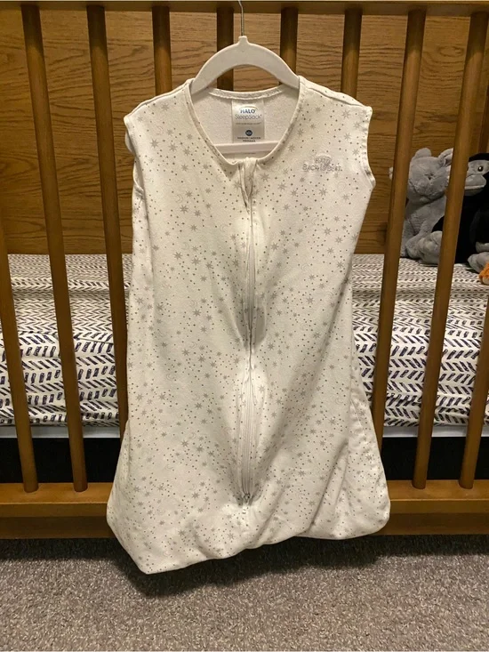 Halo Cream Sleep Sack with Silver Star Print Sleeveless Zipper