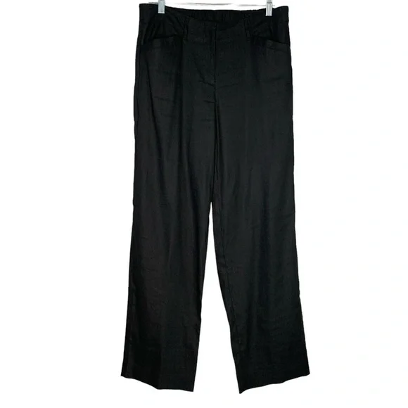 J. Jill Linen Stretch black trousers with‎ pockets. Size 8