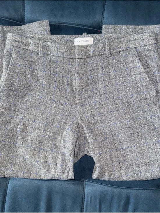 Calvin Klein Women Gray Windowpane Dress Pants