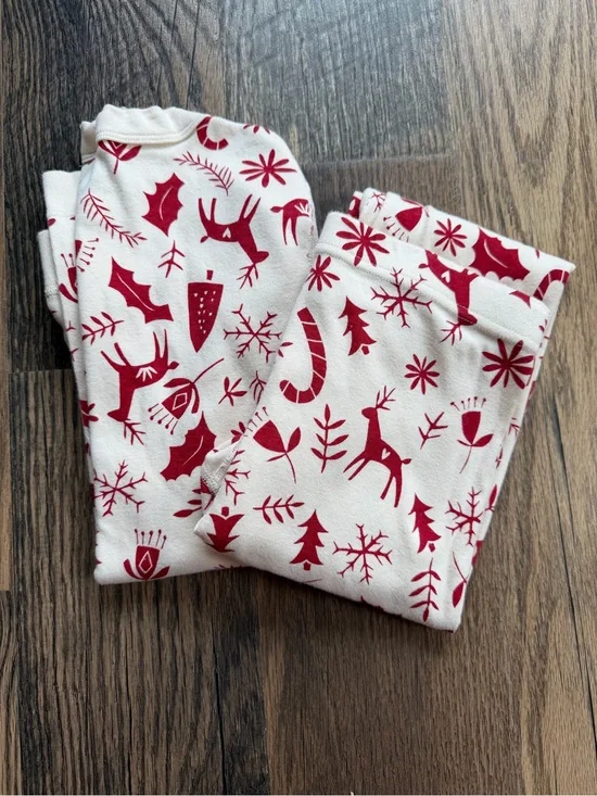 Hanna Andersson Organic Cotton Kids Red Reindeer Holiday Pajama Set Christmas