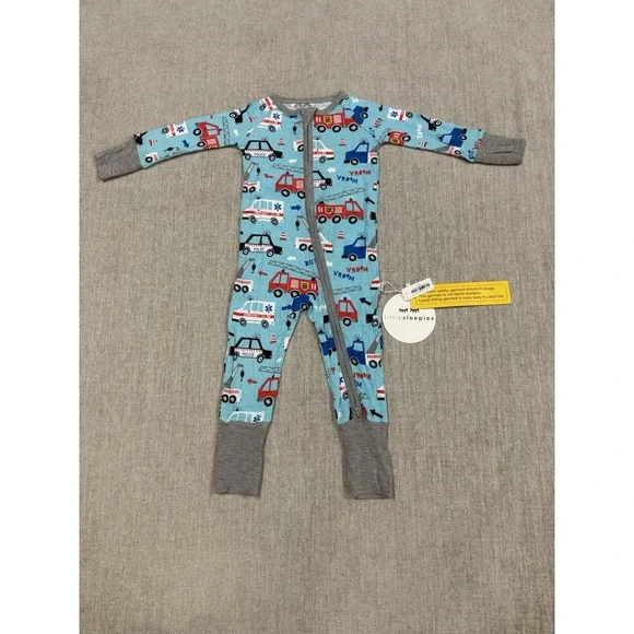 NEW Little Sleepies First Responders To The Rescue Bamboo Zippy Size 6-12 Months