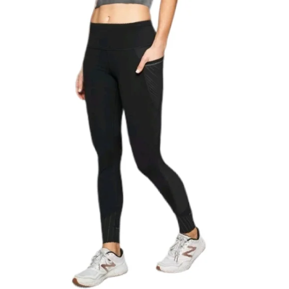 Athleta Shimmer Stripe‎ Relay Tight 2.0 Black Small