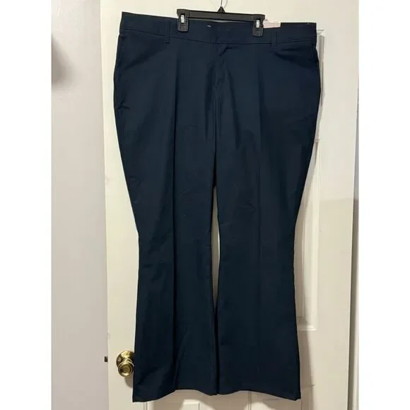 Rare Dickies Crafted for Women Navy Bootcut Work Pants VW Logo Embroidered 22/32