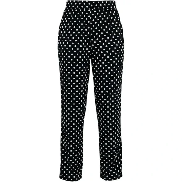 Hot Ginger Pants Womens 3X Black Polka Dot Wide Leg High Waist Retro Palazzo NWT