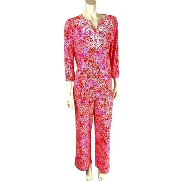 Island Republic Vibrant Floral Tunic/Pant Set Like New Condition Size Medium