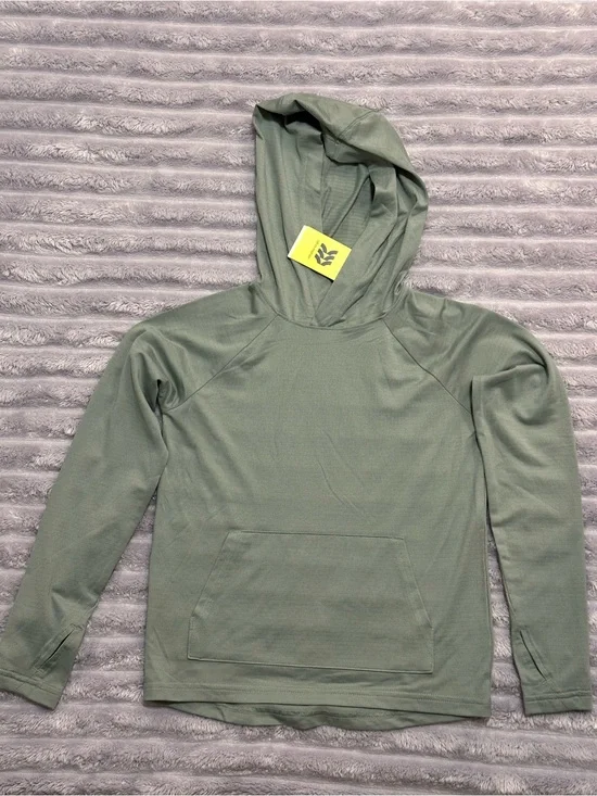 Kids All in Motion Hooded T-Shirt / Hoodie - Size S (6/7) - Gray/Sage