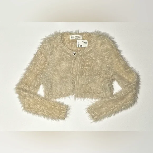 H&M Cream Fuzzy Cardigan‎