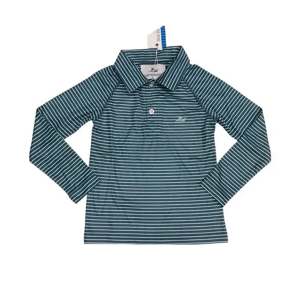 NWT Southbound Size L Navy Aqua Polo Stripe
