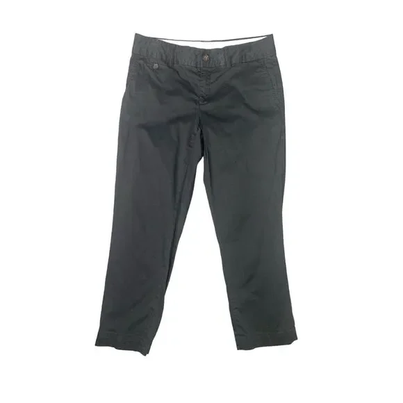 Banana Republic Womens Satin Washed Crop Pant in Black Stretch Size‎ 4