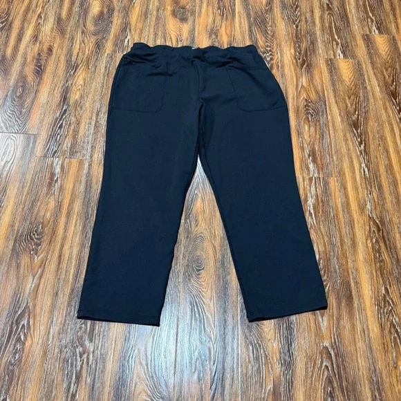 Lands End 2X Active Pants Womens Black Straight Leg Stretch Pockets 20W-22W