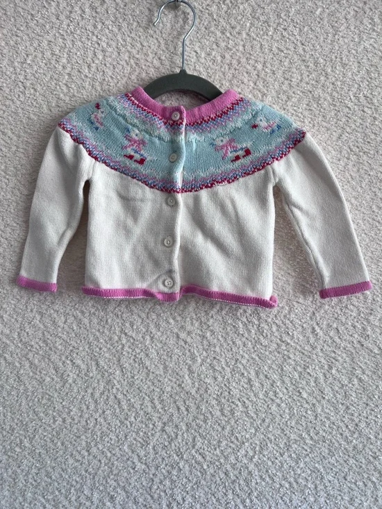 Bonjour Bébé Baby Knitted Duck Cardigan Long Sleeve‎ Size 3-6 Months