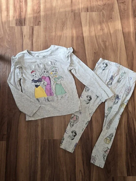 Disney Jumping Beans Matching Long Sleeve and Pants Grey Princess 4 VGUC