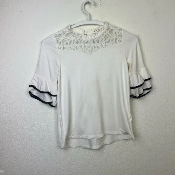 Monteau Lece Ivory Flare sleeve Girl Blouse size M