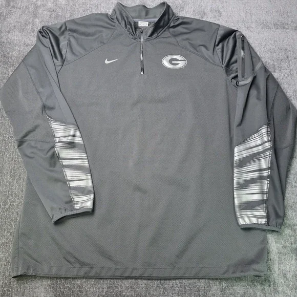 Nike UGA Georgia Bulldogs 1/4 Zip Windbreaker Mens 2XL XXL Gray Football NCAA