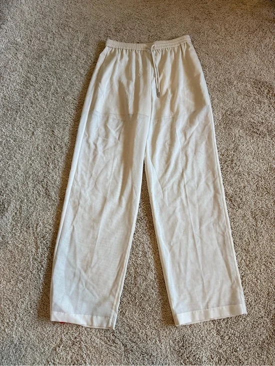 Theory Women’s Cream Drawstring Wide-Leg Pants