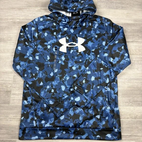 Under Armour Logo Blue Camo Pullover Hoodie Lightweight Boys‎ Youth Size XL NWT