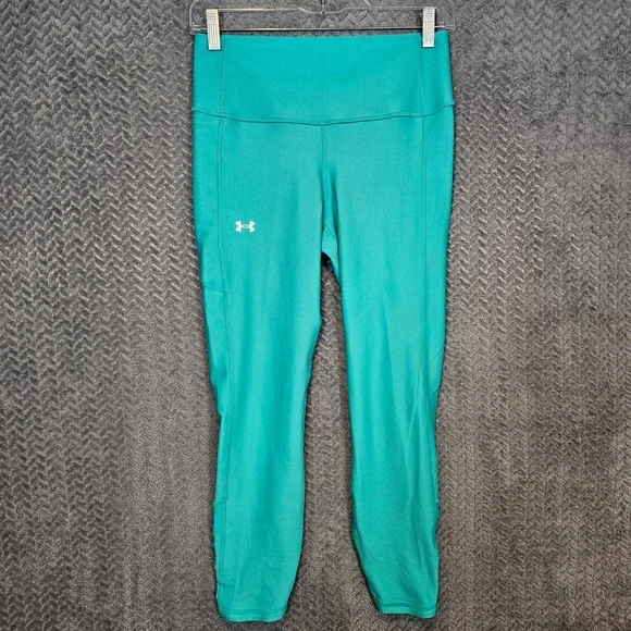 Under Armour HeatGear Teal Compression Cropped‎ Leggings Ruched High Rise Medium