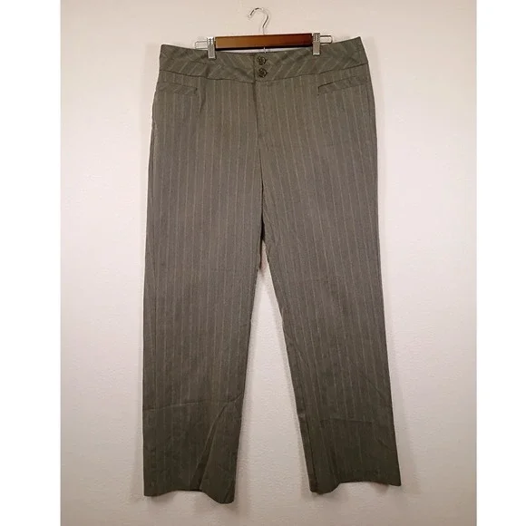 Professional Christopher & Banks Womens 16 Grey Pinstripe Straight Leg Trousers