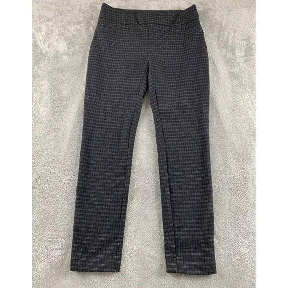 Dalia Womens Grey Grid Pull On Slim Leg Dress Pants Size M‎ D4654-E1761 Stretch