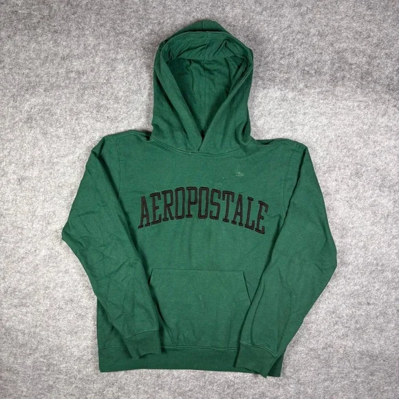 Aeropostale Kids Embroidered Logo Hoodie Forest Green‎ Pullover Sweatshirt 14/16