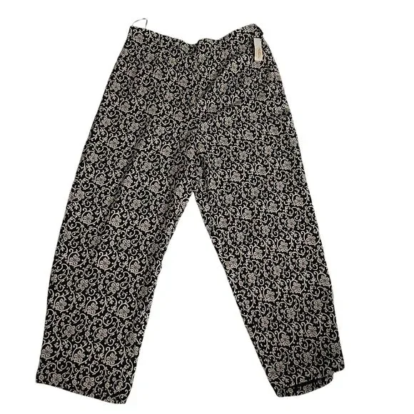 Talbots‎ Petites Black & White Floral Pure Silk Dress Pants Side Zip Size 16 NWT