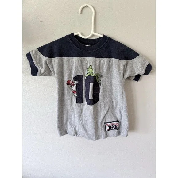 Vintage Dr‎ Seuss Brand Boys Size 6 Tshirt Cat In The Hat Grinch Embroidered