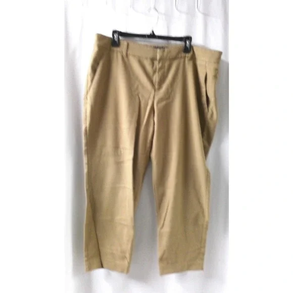 Old Navy Womens Khaki Chino Pants Tan Tapered Leg Stretch Trousers 16‎