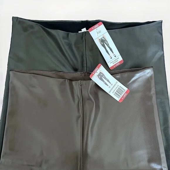 Lot Of 2 NWT Joie Black And Brown Faux Leather Legging High Rise‎ XL