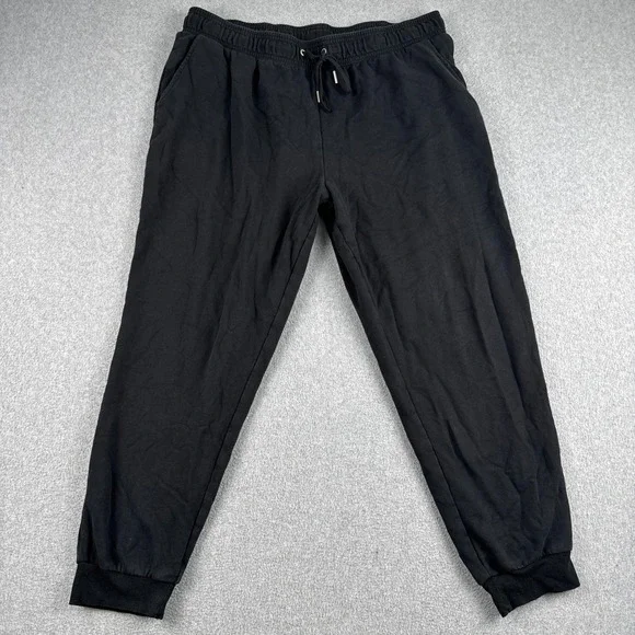 Auden Joggers Womens XL Black Fleece Lined Drawstring Lounge Sweatpants
