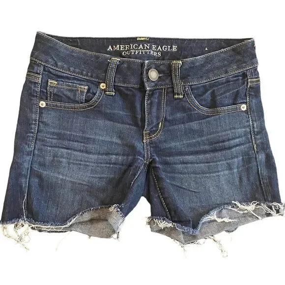 American Eagle Outfitters Stretch Jean shorts raw hem size 2 pockets