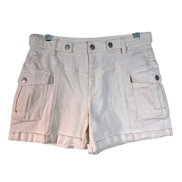 Vigoss‎ Jeans Denim Utility Cargo Shorts High Rise Stitched Cuff Boho Western