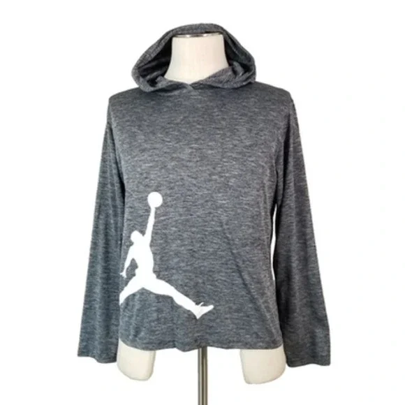 Nike Jordan Jumpman hoodie shirt youth XL extra large gray Heather Dri-Fit