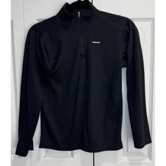 Patagonia Capilene Midweight Zip-Neck Pullover Layer Kids Black Large Stretch‎