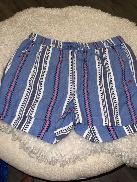 Hatley Blue Striped Drawstring Women's Shorts with Pink Accents