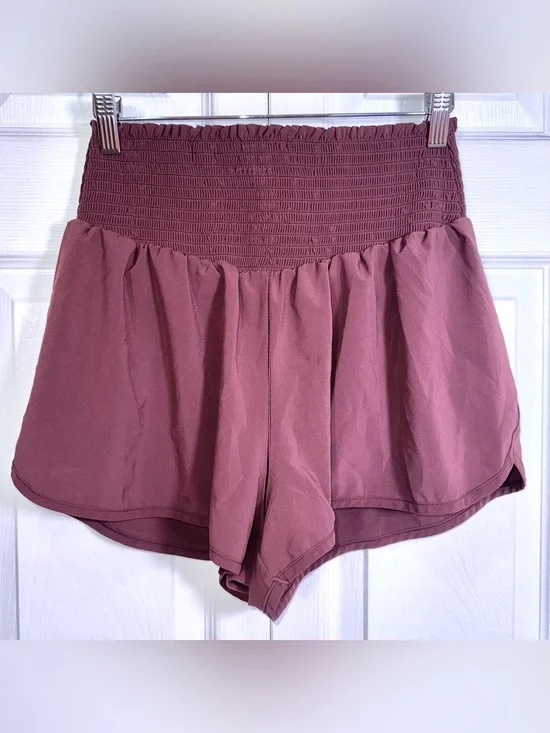 OFFLINE by Aerie Real Me High Waisted Smocked Flowy Shorts Mauve Size Medium