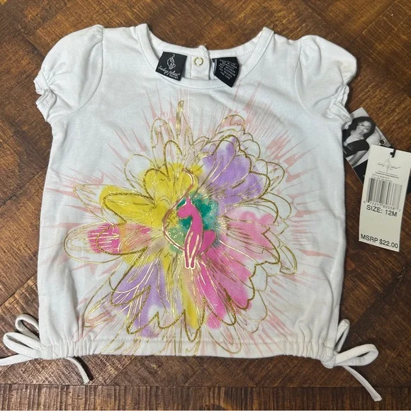 NWT Baby Phat 12 Month Colorful Gold Foil Sparkle‎ Accents