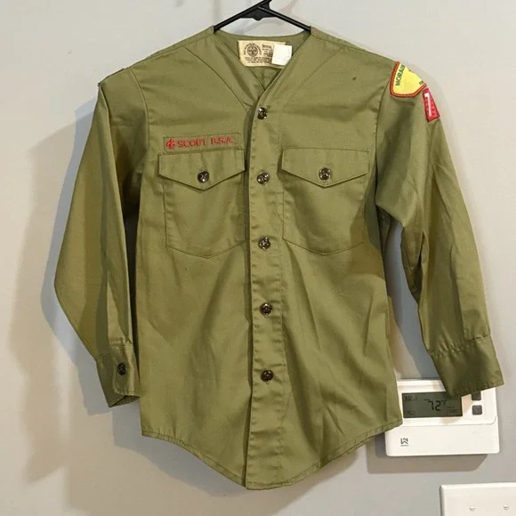 Boy Scouts BSA Shirt Uniform Long Sleeve Vintage‎ 77 Moraine Counsil Pa 12 Neck